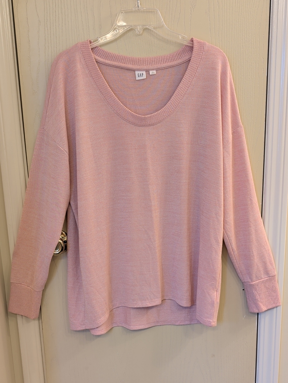GAP Dusty Pink Hi-Low Hem Pullover Sweater Size L Soft Knit